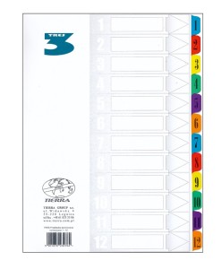 Przekładki laminowane numerowane A4 (1-12)