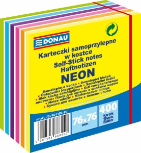Notes kostka samop.76x76 DONAU (400kart) KOLOROWE