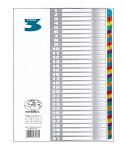 Przekładki laminowane numerowane A4 (1-31)