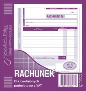 Rachunek 2/3A5 zw.z VAT (230-4)
